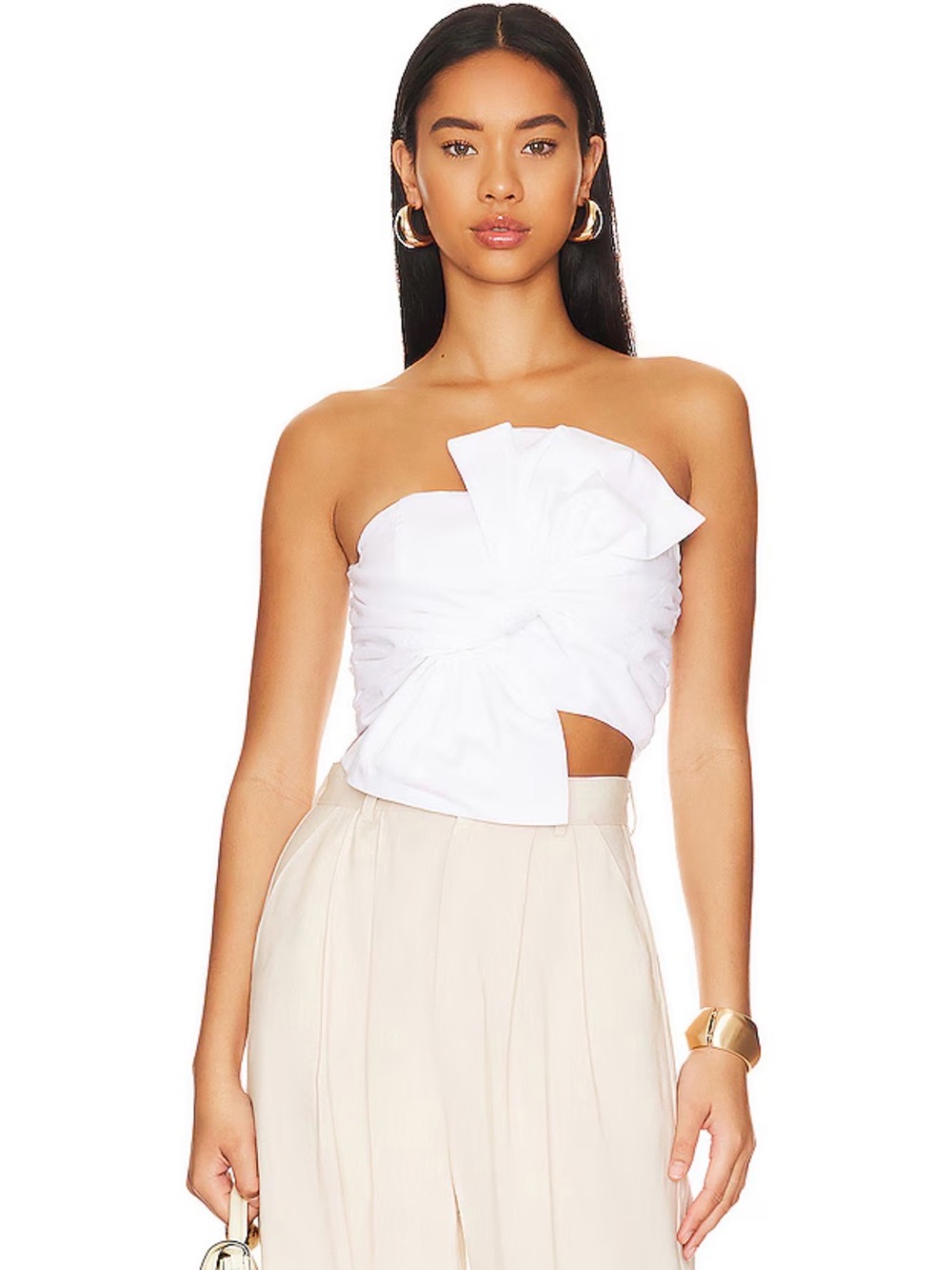 Lovers + Friends White Strapless Bow Crop Top